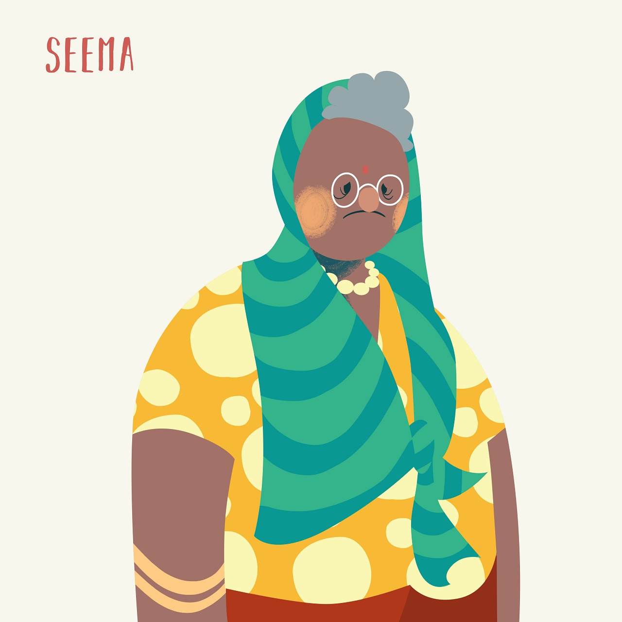 Illustration of Seema looking sad